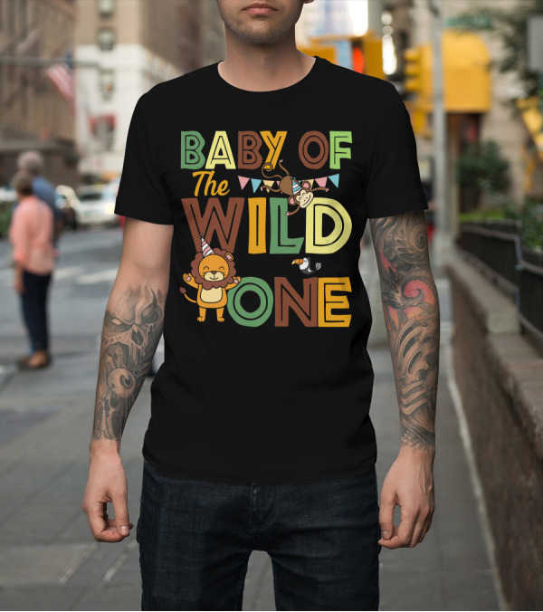 Shirt: Baby of the Wild One with Party Lion and Monkey T-Shirt Baby of the Wild One with Party Lion and Monkey T-Shirt