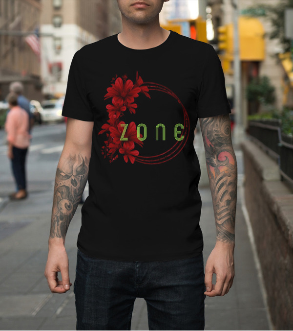 Shirt: Art Zone Red Floral Circle T-Shirt Art Zone Red Floral Circle T-Shirt