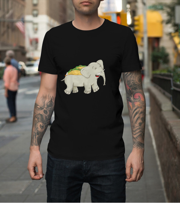 Shirt: Elephant with Taco and Musical Notes T-Shirt Elephant with Taco and Musical Notes T-Shirt
