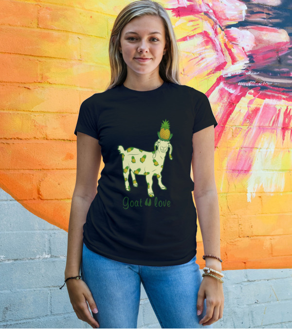 Goat Love Pineapple Motif With Pineapple-Covered Goat T-Shirt