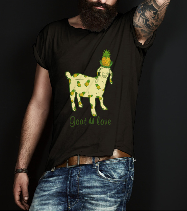 Goat Love Pineapple Motif With Pineapple-Covered Goat T-Shirt