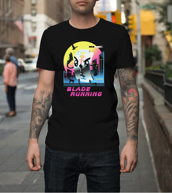 Shirt: Blade Running Razor Blade Cityscape Neon Gun Edition T-Shirt Blade Running Razor Blade Cityscape Neon Gun Edition T-Shirt