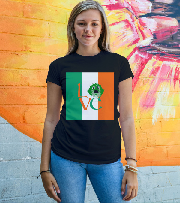 Irish Flag Love Dog Face T-Shirt