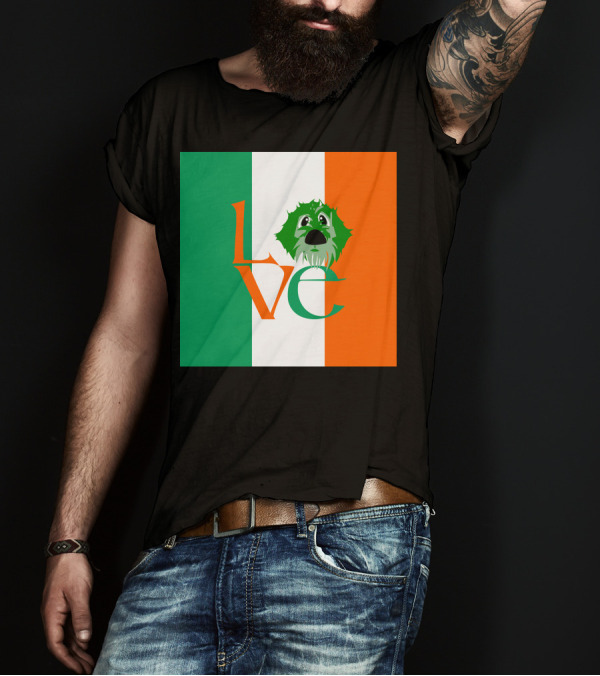 Irish Flag Love Dog Face T-Shirt