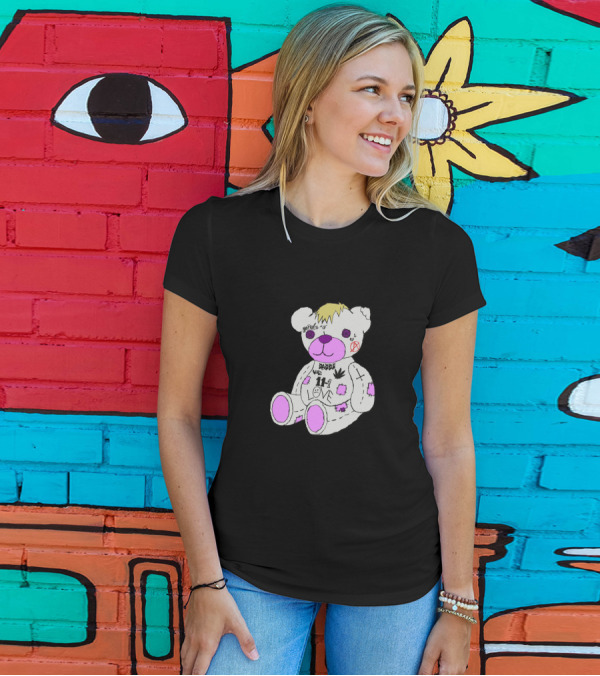 Lil Peep Bear Love Cross Tattoo 11-1 Mood Marijuana Heart Face Blonde Hair T-Shirt
