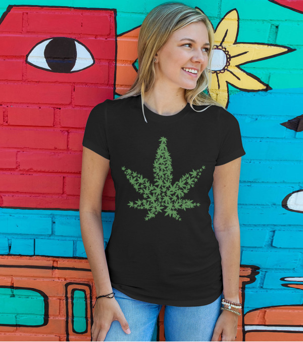 Marijuana Leaf Pattern Green Cannabis Leaves T-Shirt