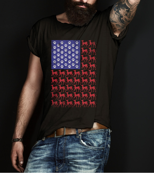 Italian Greyhound Paw Print Stars And Stripes American Flag T-Shirt
