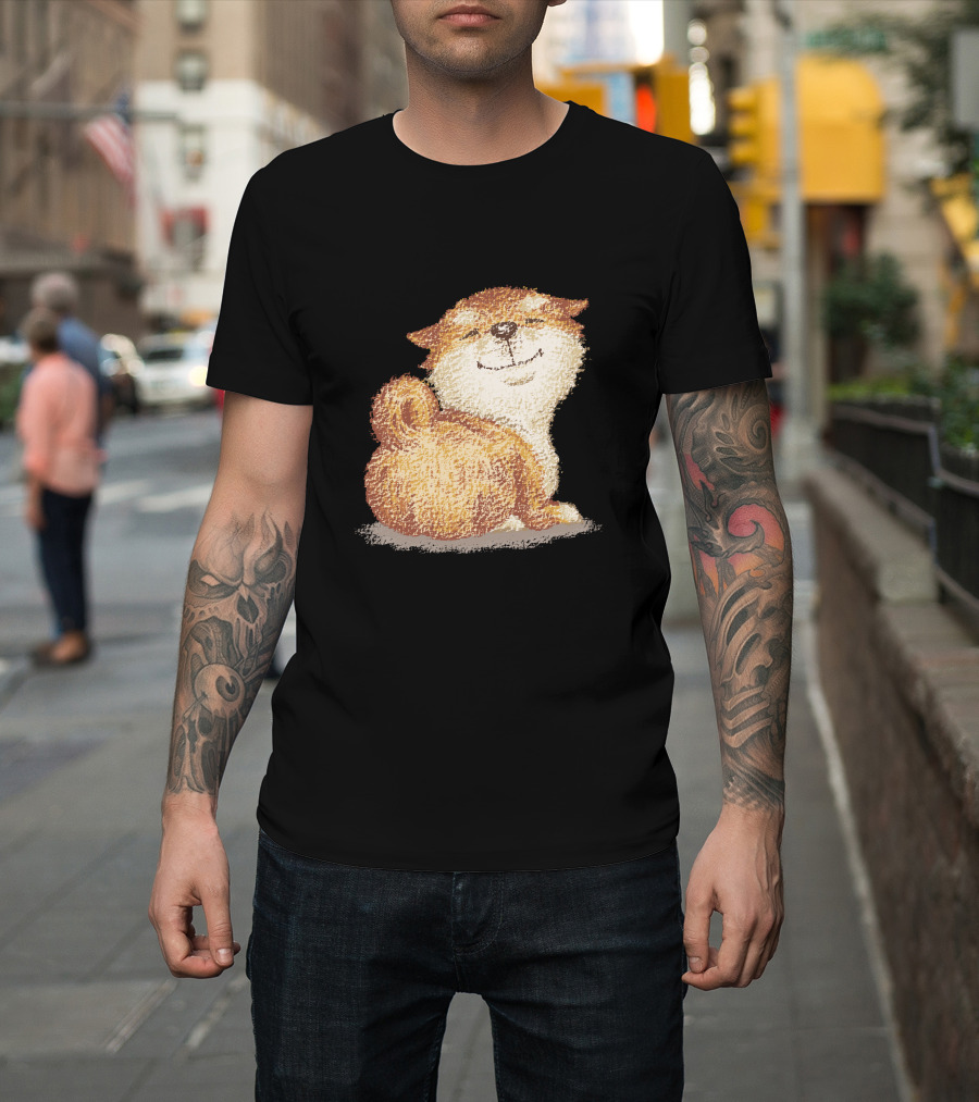 Shiba Smiling Happy Dog with Fluffy Tail T-Shirt