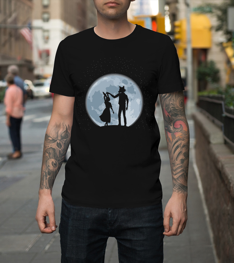 Dancing Silhouettes Under the Full Moon with Starry Night Sky T-Shirt