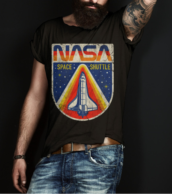 NASA Space Shuttle Retro Logo Badge T-Shirt