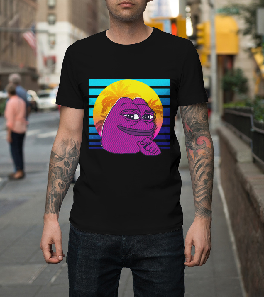 Vaporwave 80s Pepe Dank Meme Tropical Aesthetic T-Shirt