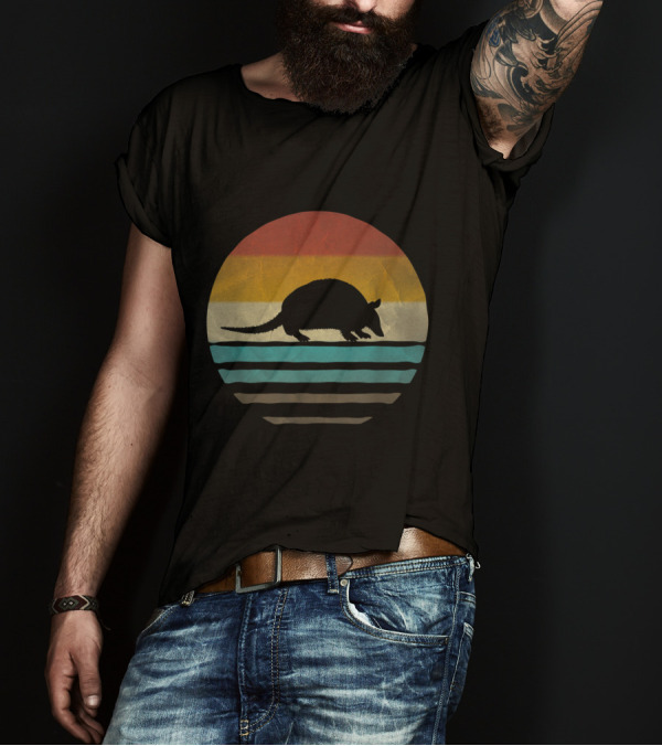 Retro Vintage Sunset Armadillo Animal Lover T-Shirt
