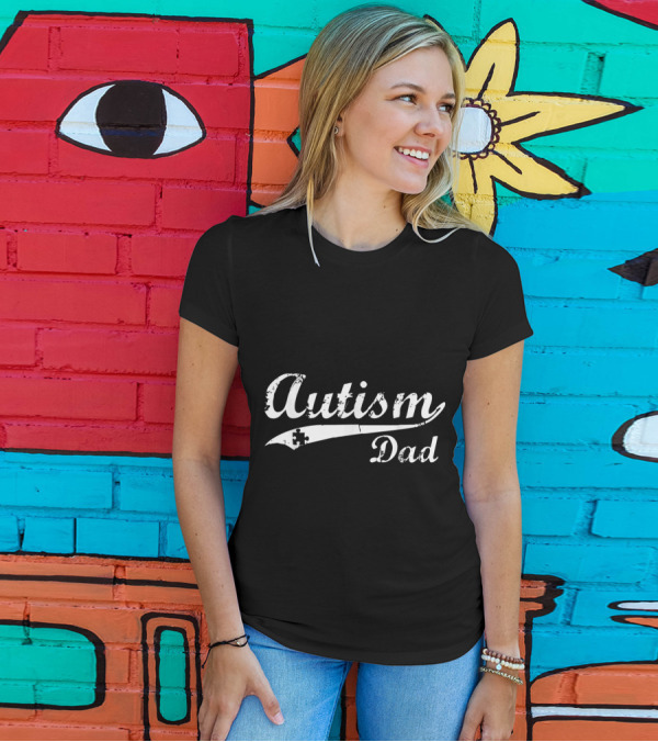 Mens Autism Dad Awareness Puzzle Piece T-Shirt