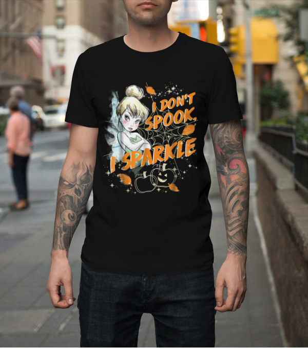 Shirt: Disney Tinkerbell Halloween I Don't Spook, I Sparkle Pumpkin Leaves T-Shirt Disney Tinkerbell Halloween I Don't Spook, I Sparkle Pumpkin Leaves T-Shirt