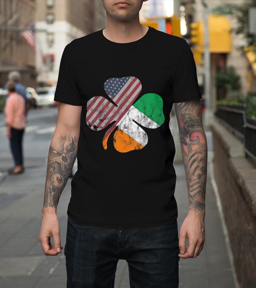 Irish American Flag Shamrock St. Patrick's Day T-Shirt