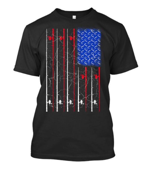 American Flag Fishing Rod Patriotic Independence Day Fisherman T-Shirt