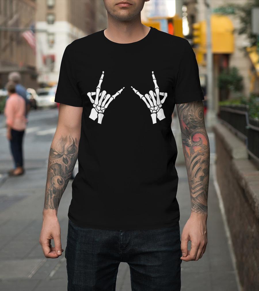 Skeleton Metal Hands Gothic Goth Rock T-Shirt