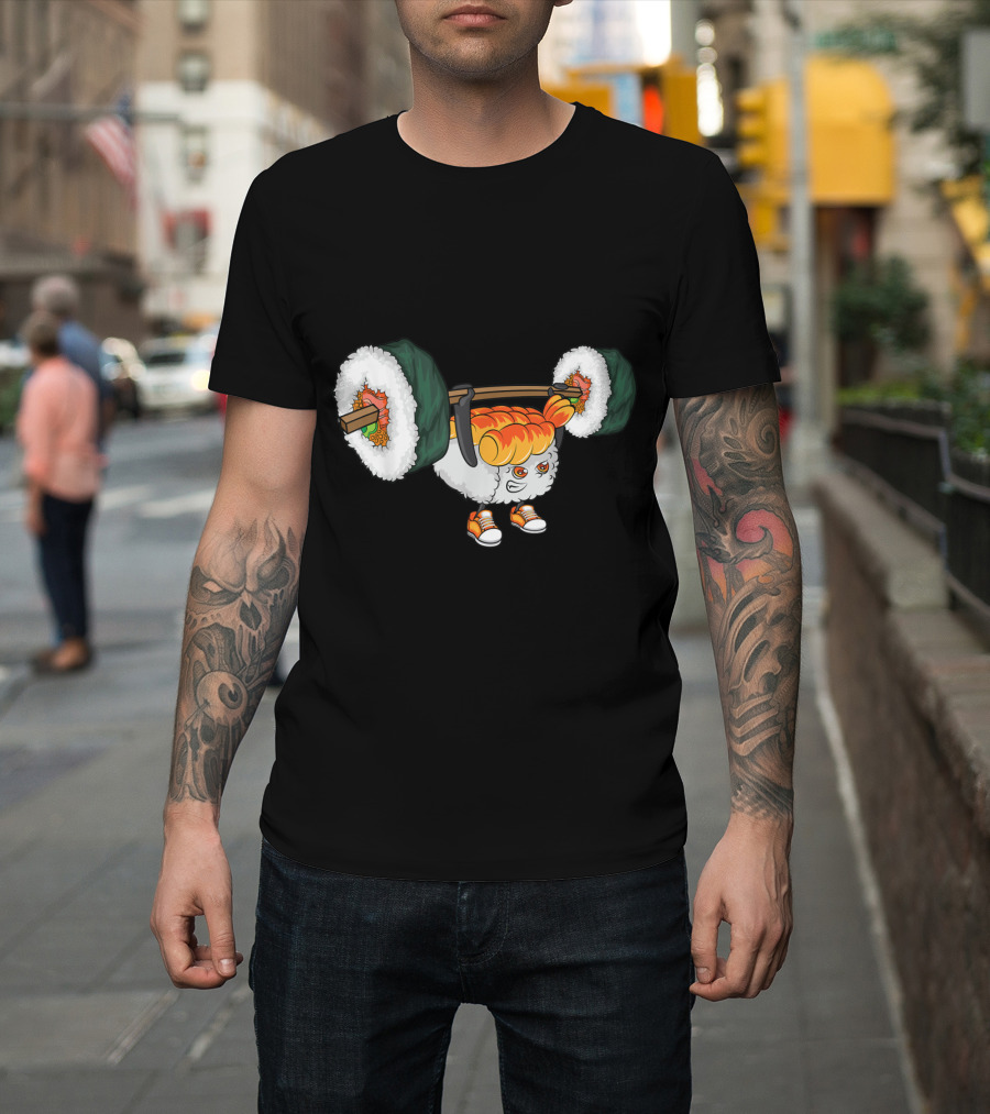 Funny Japanese Sushi Lifting Weights Gym Food T-Shirt