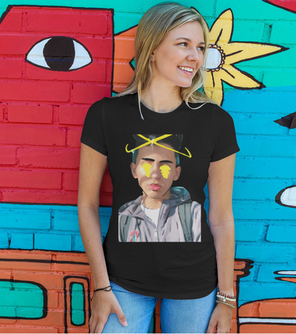 Blesiv Yellow Neon Halo Portrait With Tears T-Shirt