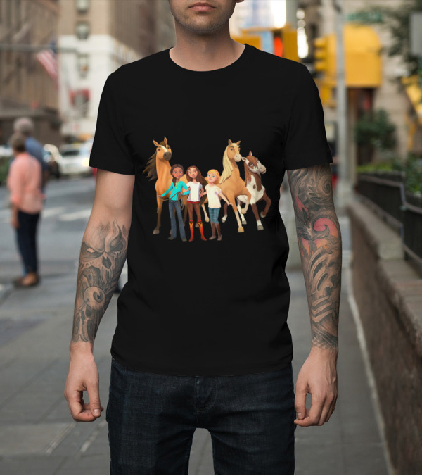 Shirt: Kids DreamWorks Spirit Riding Free Characters and Horses Adventure T-Shirt Kids DreamWorks Spirit Riding Free Characters and Horses Adventure T-Shirt