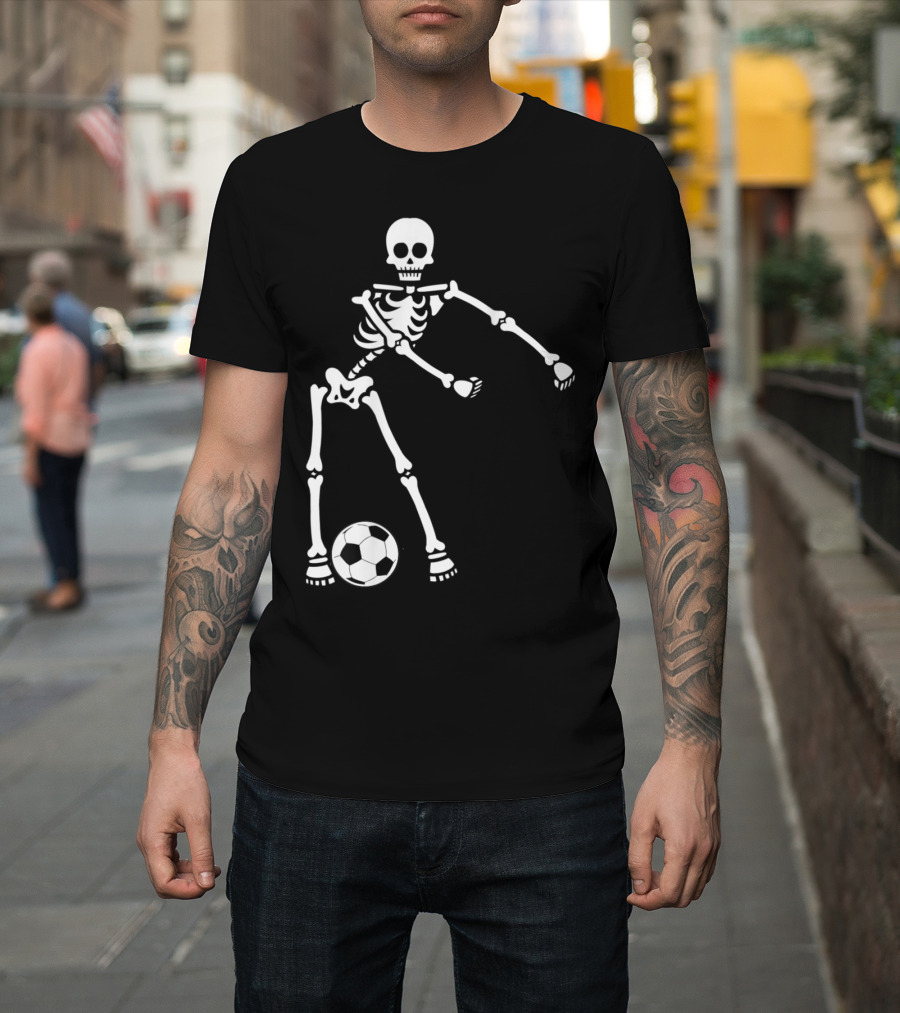 Flossing Skeleton Soccer Dance with Ball T-Shirt