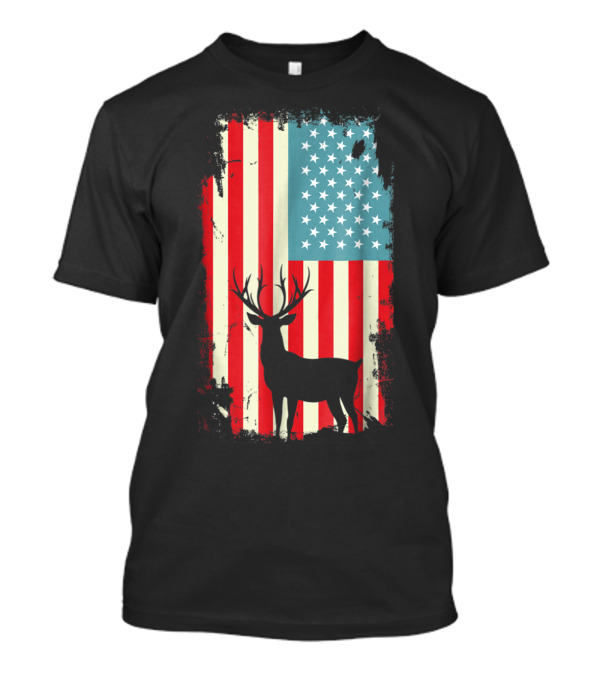 American Deer Hunter Patriotic Flag T-Shirt