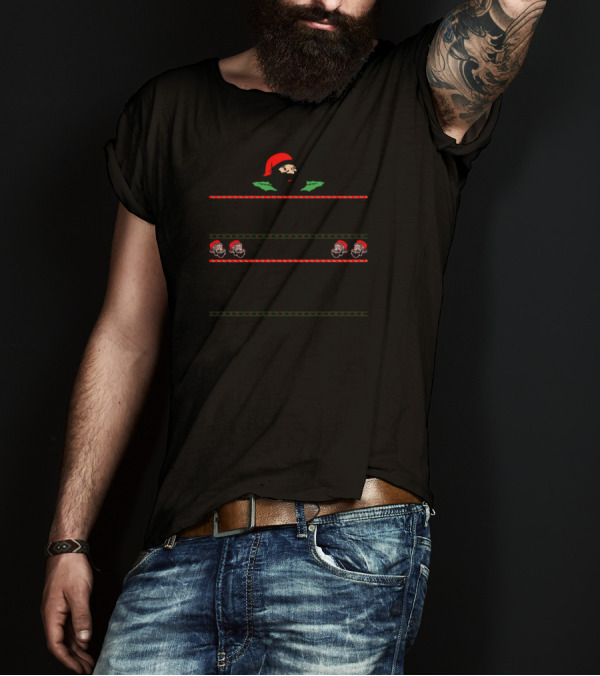 Be Nice To Forklift Operator Santa Is Coming Christmas Design With Santa Faces T-Shirt