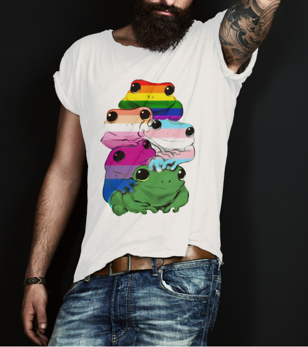 Rainbow Pride LBGT Frog Squad Inclusive Colors T-Shirt