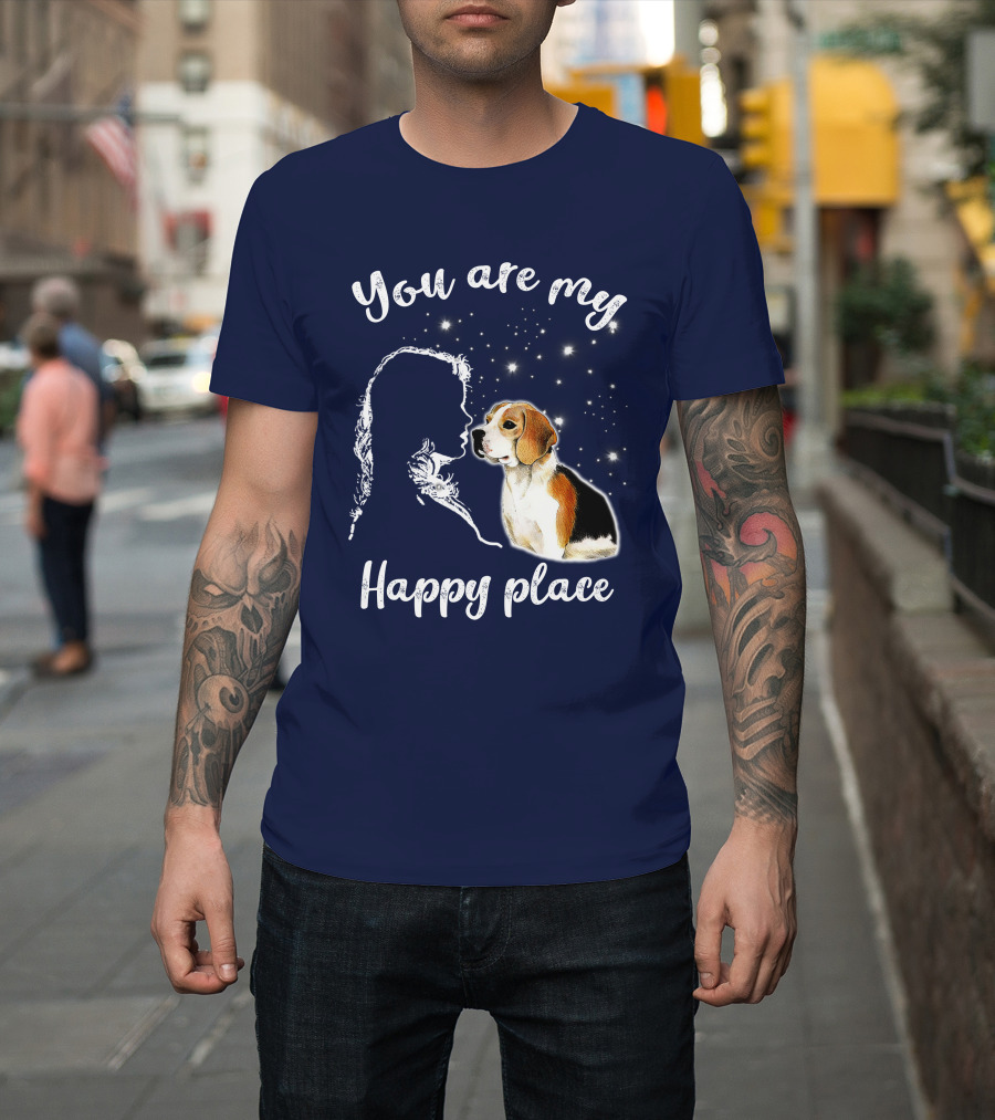 You Are My Happy Place Beagle Dog Silhouette Stars T-Shirt