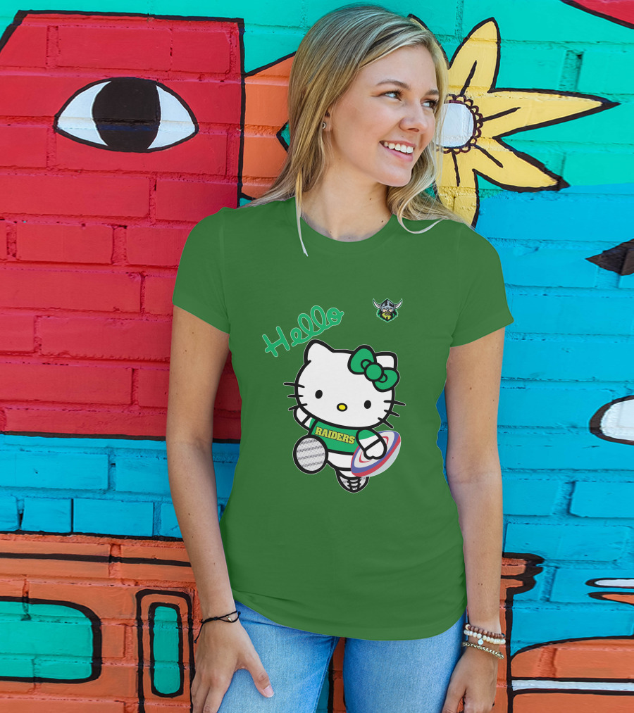 NRL1003 Hello Kitty Canberra Raiders Football T-Shirt