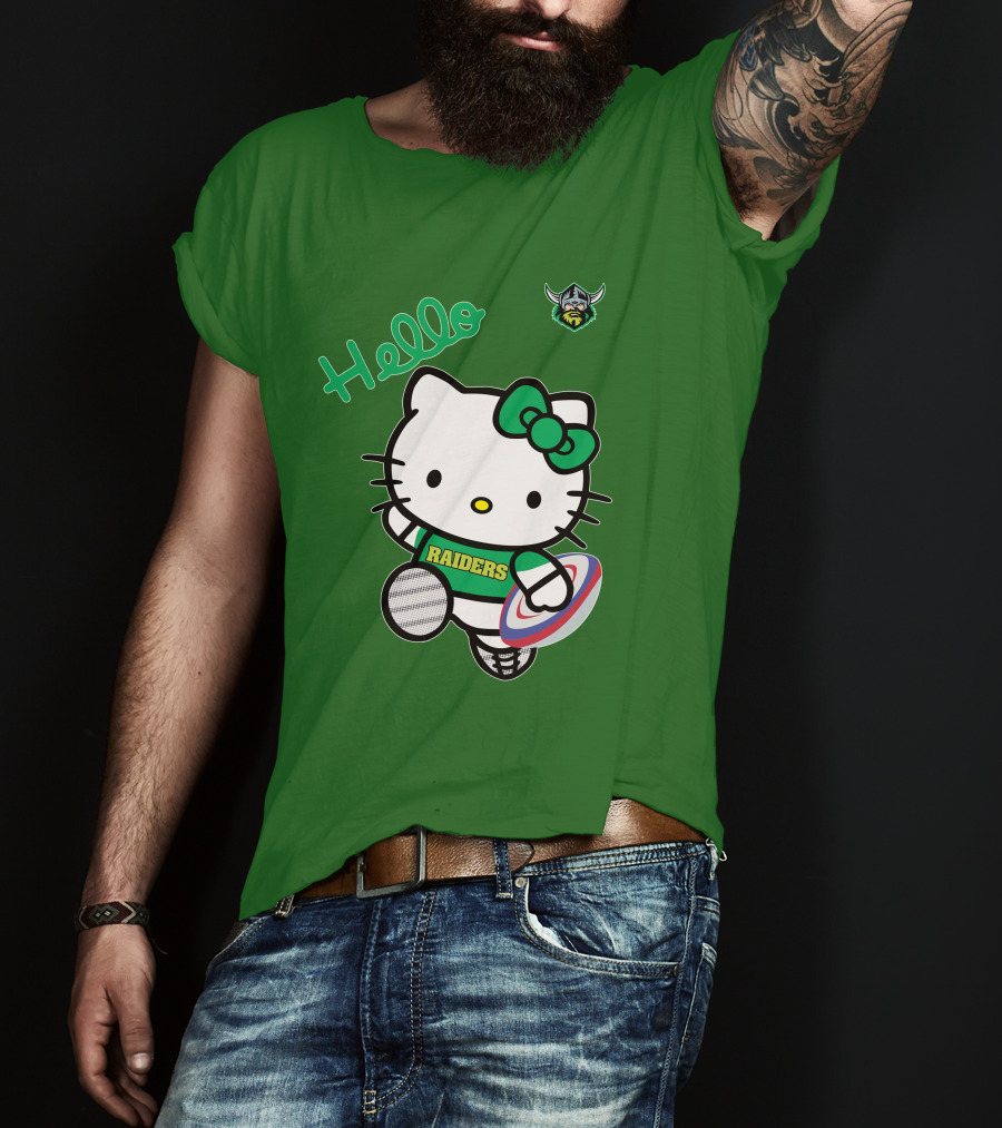 NRL1003 Hello Kitty Canberra Raiders Football T-Shirt