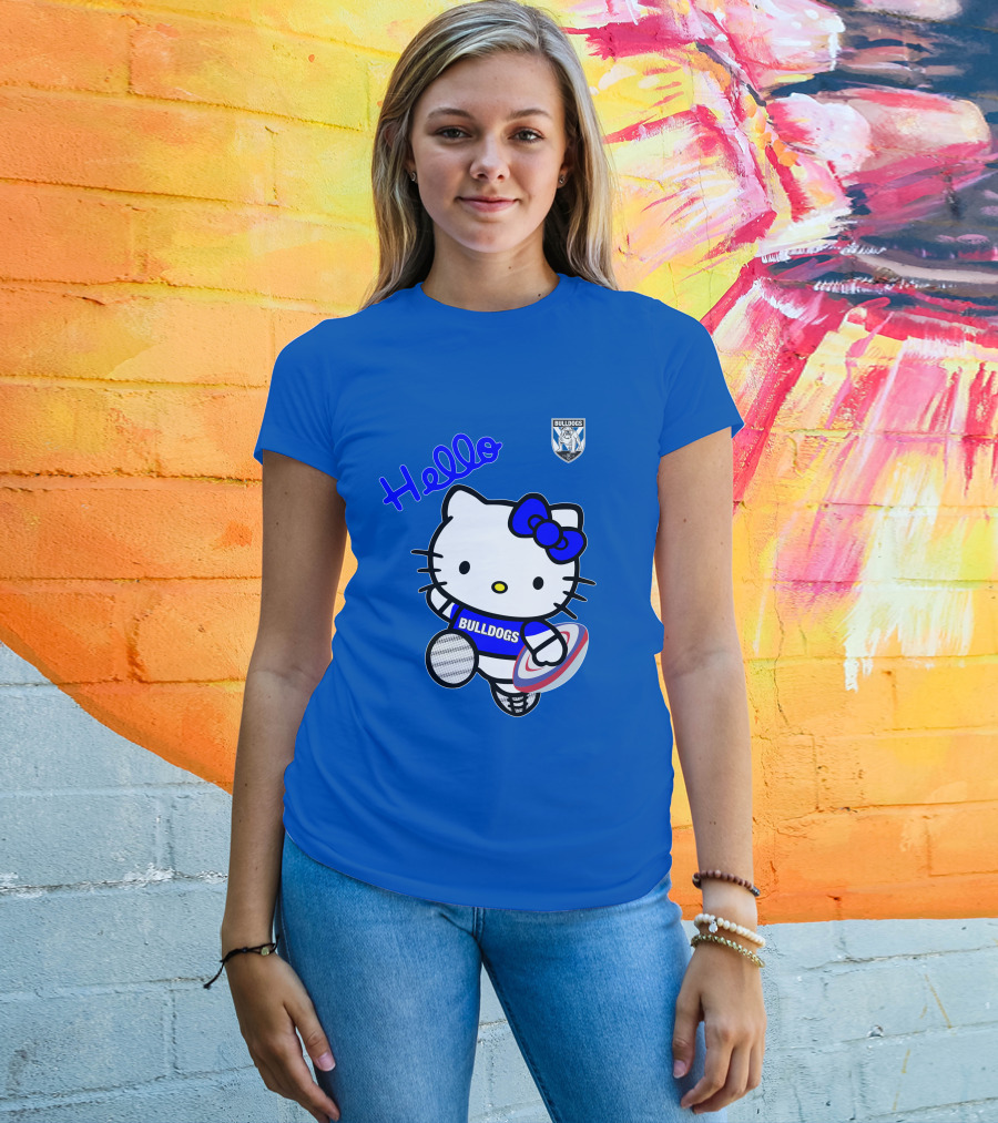 NRL1004 Hello Bulldogs Canterbury Bankstown Hello Kitty T-Shirt