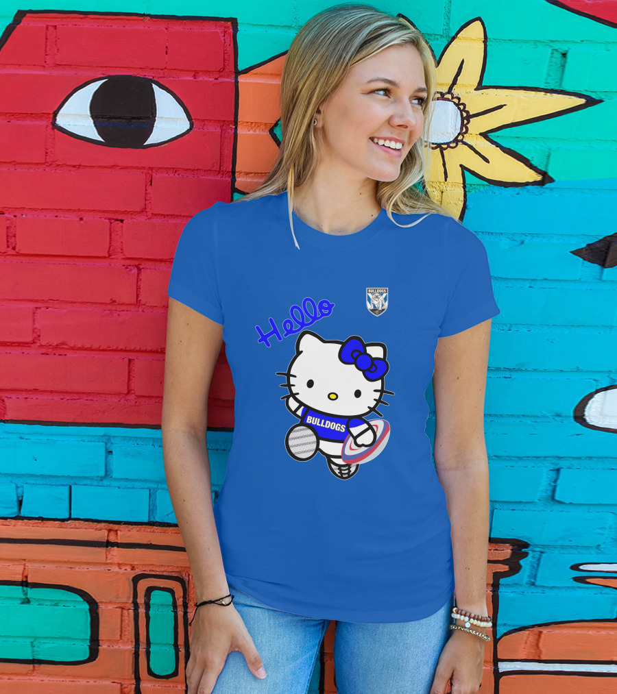 NRL1004 Hello Bulldogs Canterbury Bankstown Hello Kitty T-Shirt