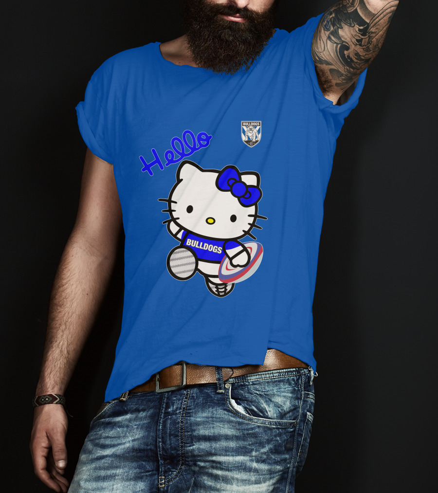 NRL1004 Hello Bulldogs Canterbury Bankstown Hello Kitty T-Shirt