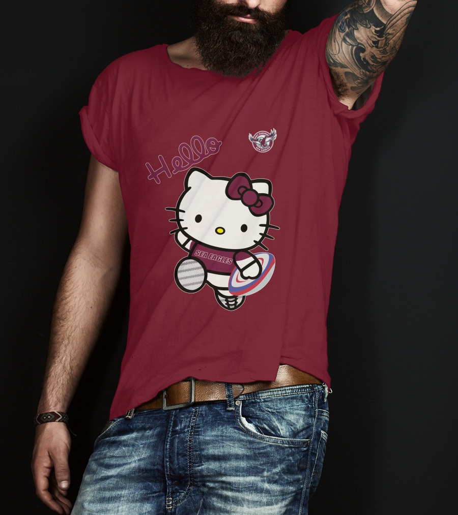 NRL1007 Manly Warringah Sea Eagles Hello Kitty Rugby Fan T-Shirt
