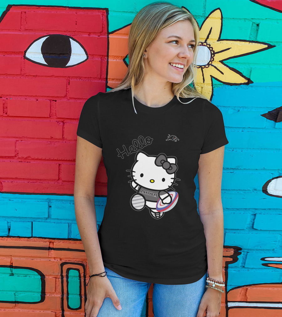 NRL1015 Penrith Panthers Hello Kitty Rugby Crossover T-Shirt