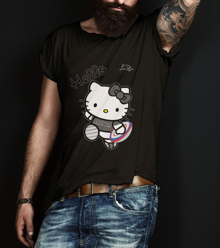 NRL1015 Penrith Panthers Hello Kitty Rugby Crossover T-Shirt
