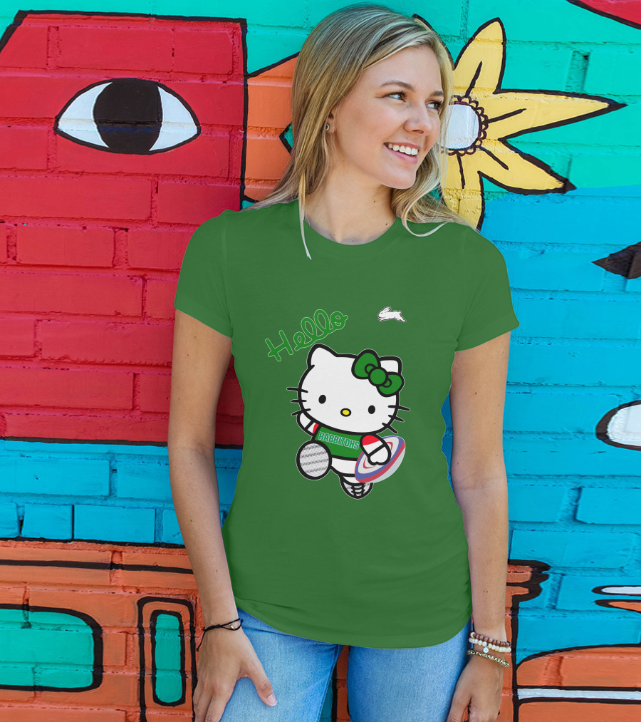 NRL1016 South Sydney Rabbitohs Hello Kitty Rugby Fan Collection T-Shirt