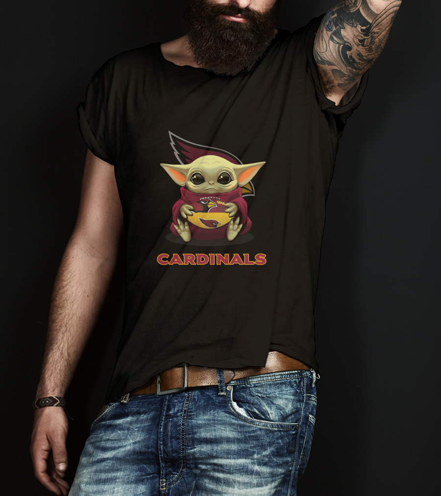 Arizona Cardinals Baby Yoda Holding Football T-Shirt