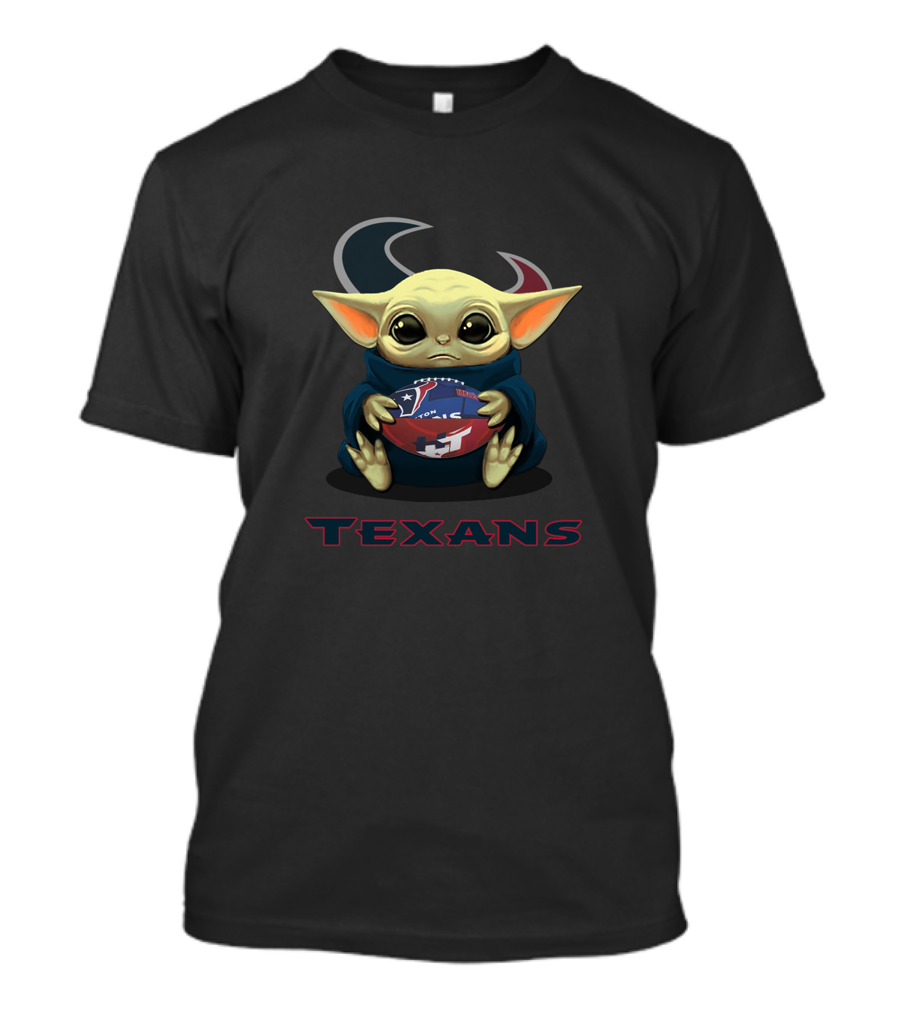 Houston Texans Baby Yoda Holding Logo Ball T-Shirt