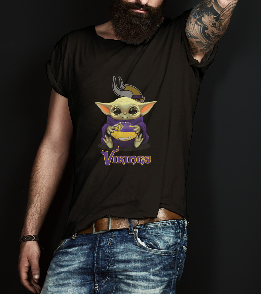 Vikings Baby Yoda With Minnesota Football T-Shirt