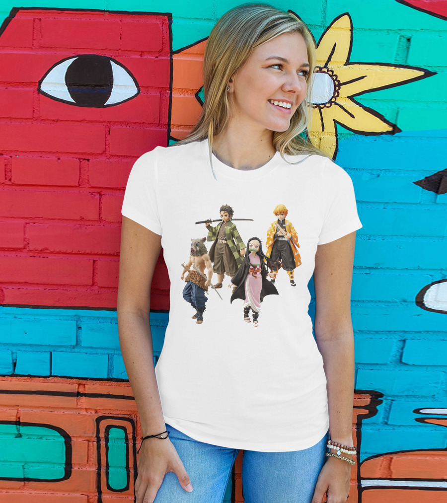 Demon Slayer Tanjiro Nezuko Zenitsu Inosuke Figures T-Shirt