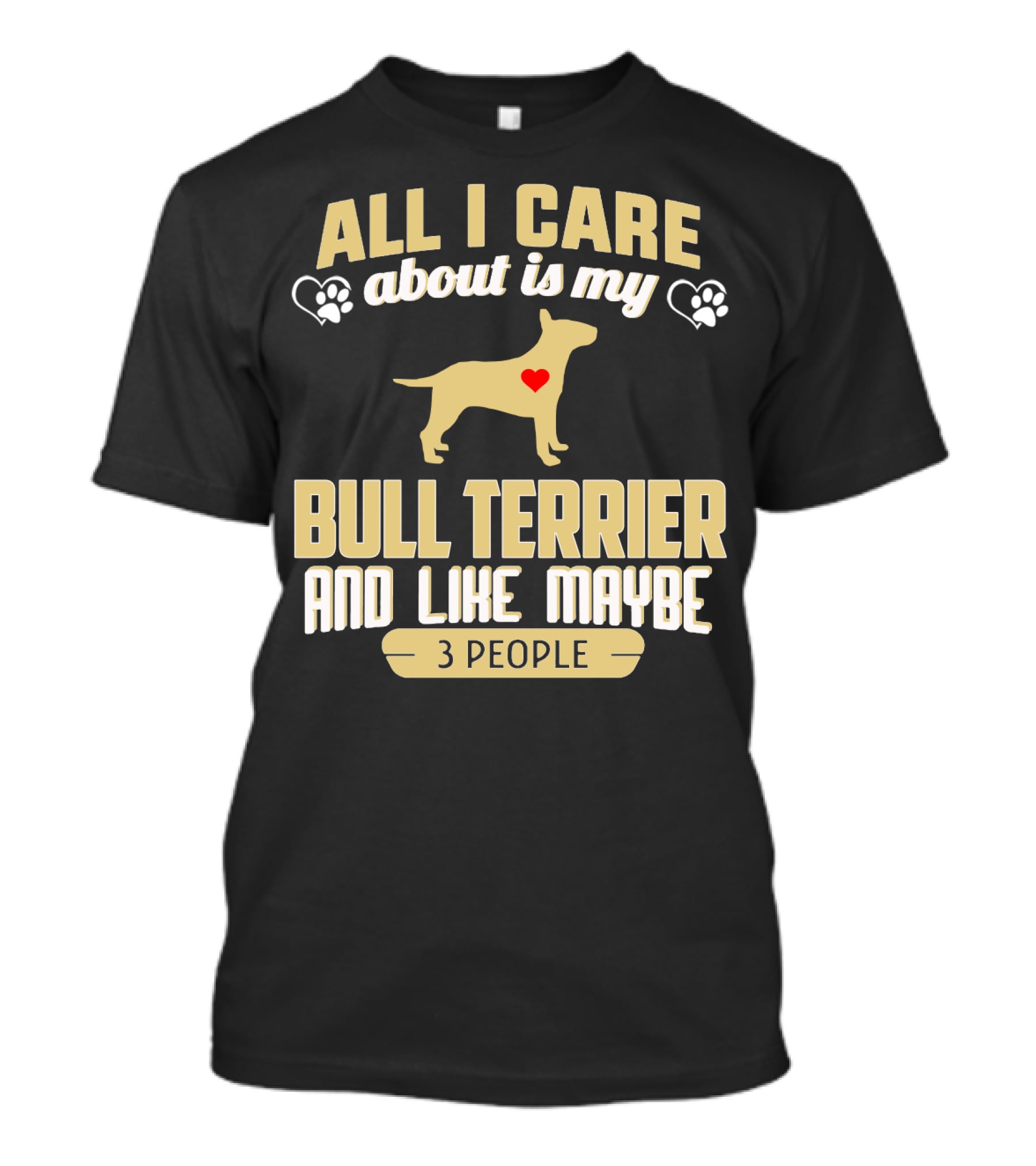 All I Care About Is My Bull Terrier And Like Maybe 3 People With Heart And Paw Print Symbols T-Shirt