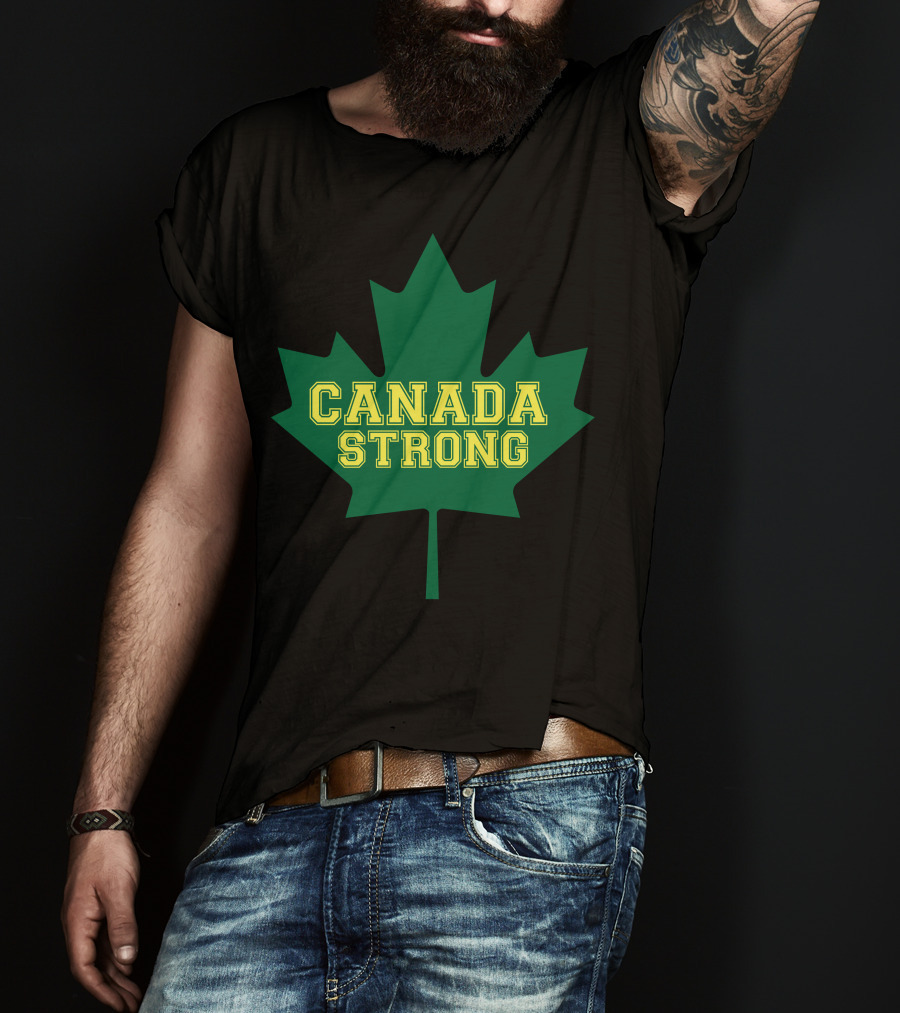 Canada Strong Maple Leaf Green And Yellow T-Shirt
