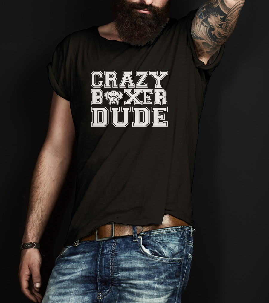 CRAZY BOXER DUDE Bulldog Head T-Shirt