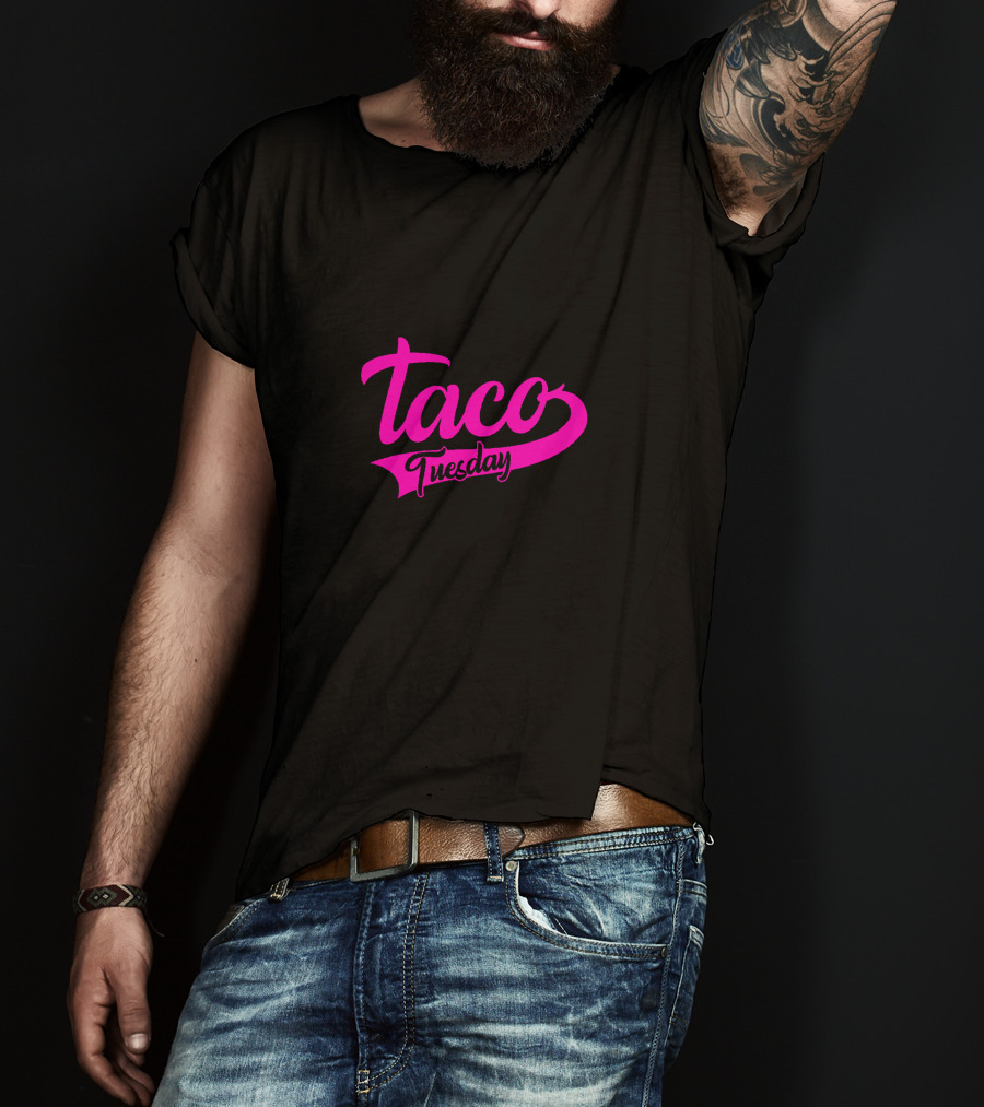 Taco Tuesday Pink Text Logo Bold Script T-Shirt