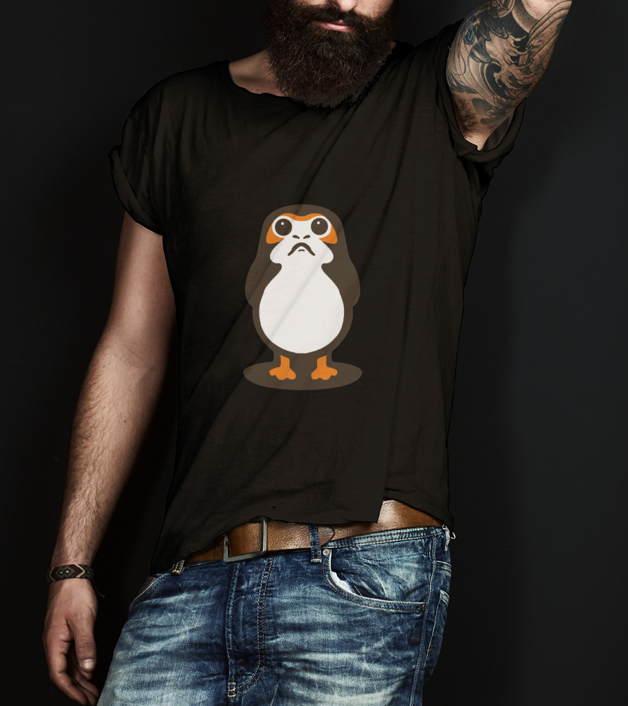 Retro Galactic Penguin Meets Porg T-Shirt