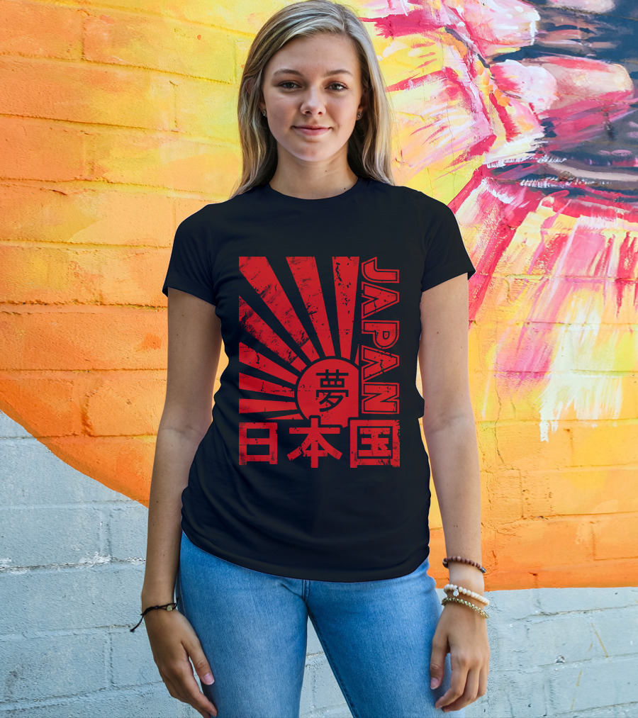 Japan Red Rising Sun Kanji T-Shirt