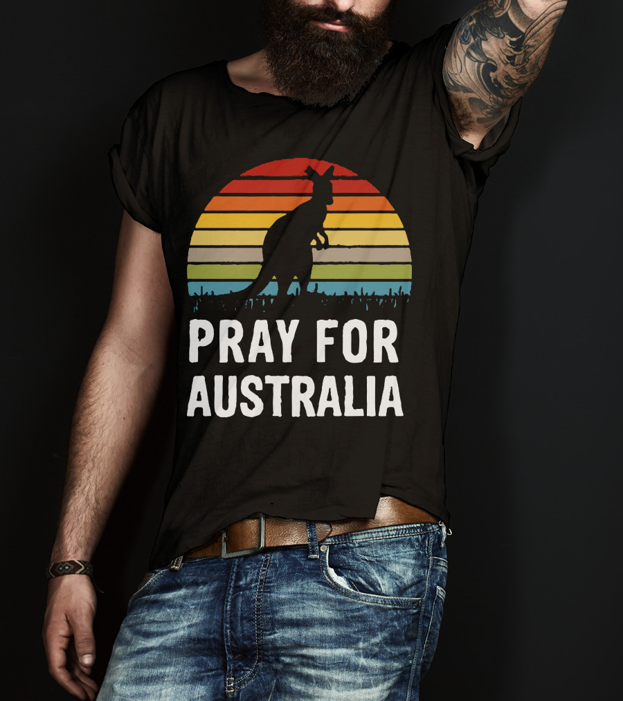 Pray For Australia Kangaroo Sunset T-Shirt