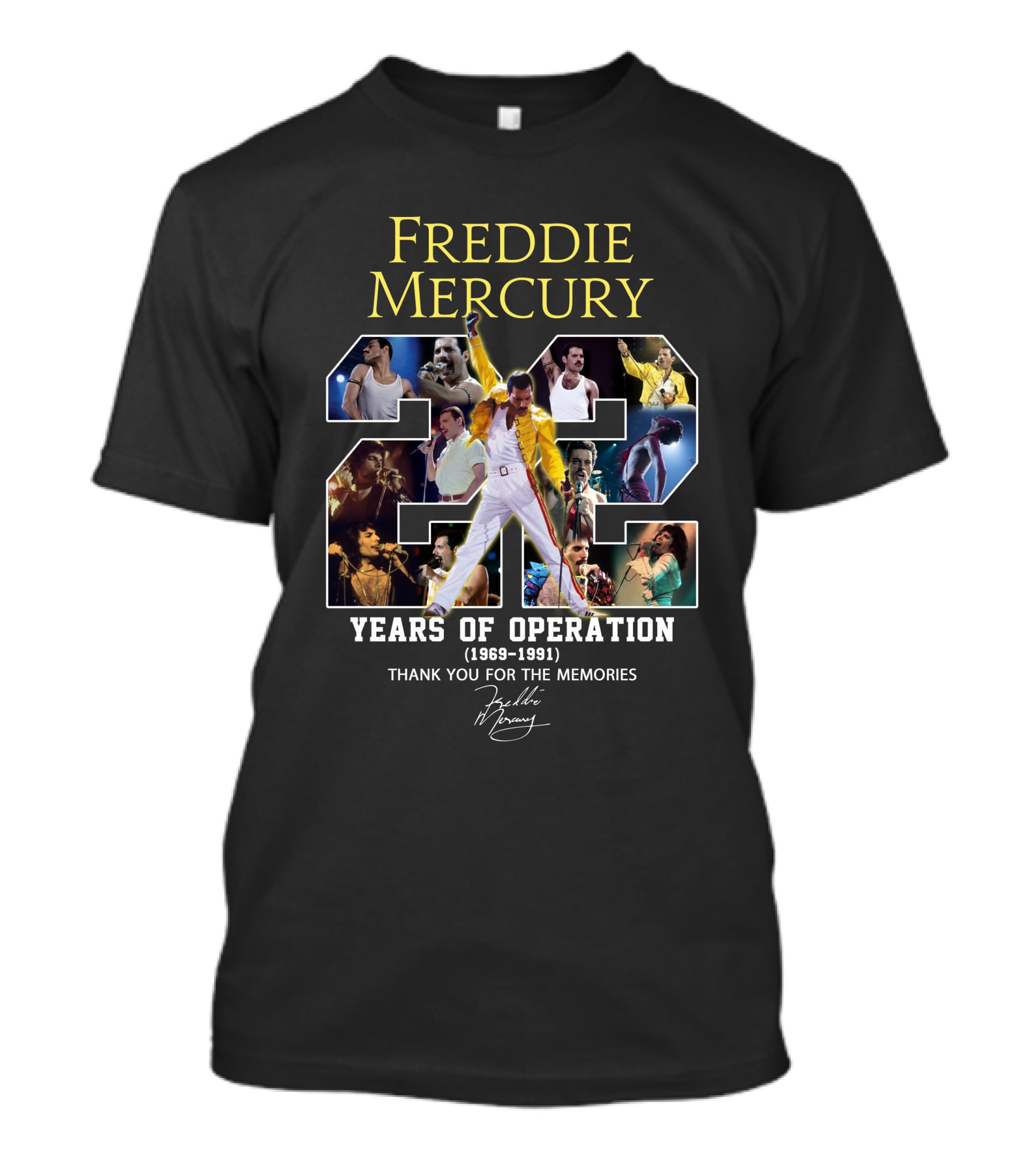Freddie Mercury 22 Years Of Operation (1969-1991) Thank You For The Memories T-Shirt